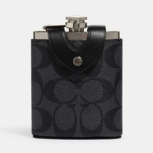 Coach Outlet Flask In Signature Canvas - Black